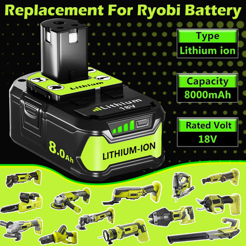 Totoplus Ryobi 18V battery charging setup shows charger compatibility and flexibility.