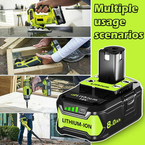 Totoplus Ryobi 18V battery rear view highlights secure connection and handling.