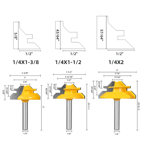 Totowood 45-degree lock miter bit; 37/64-inch height for clean cabinet corners.