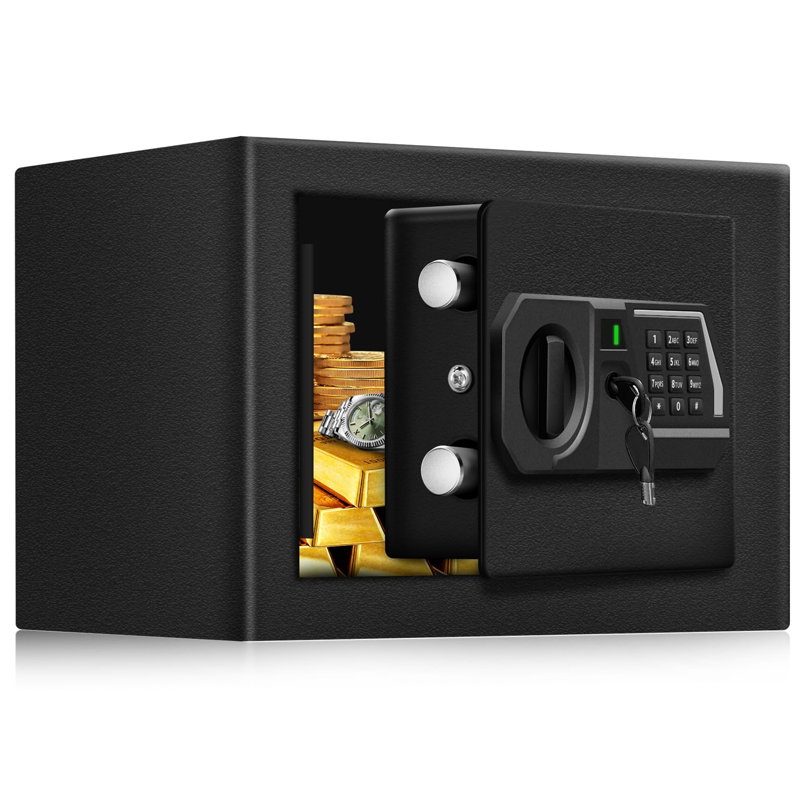 Totoy safe box with robust concealed door for discreet home or office security.