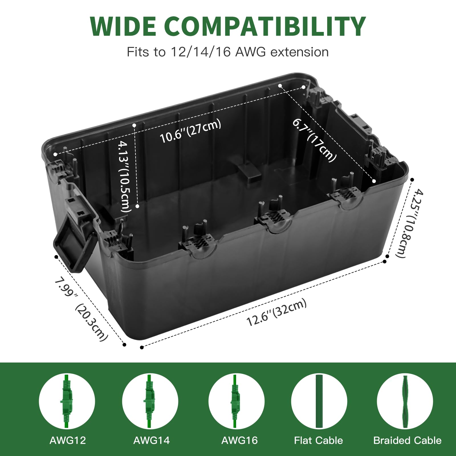 TOTUFY outdoor box top view highlights easy access to ports.