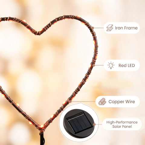 Touch Of ECO heart light garden decor provides vibrant nighttime glow for patios.