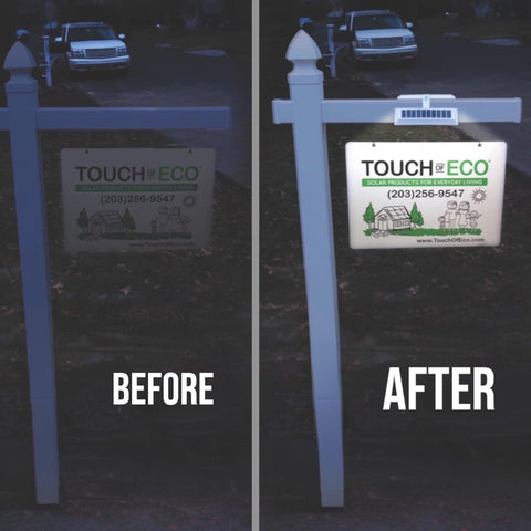 Touch Of ECO LiteAgent Pro solar rectangle light, angle view, enhanced dual-sided visibility.