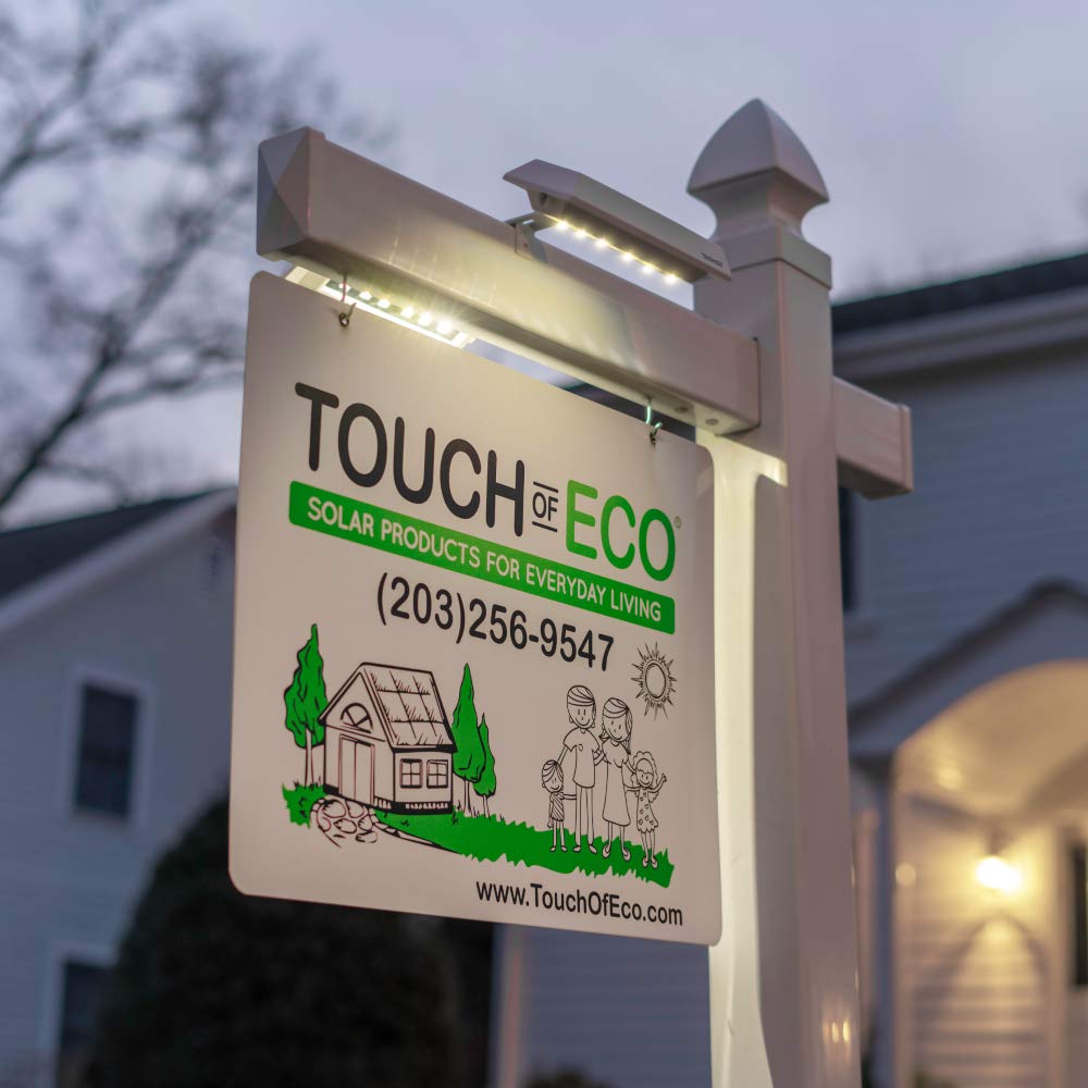 Touch Of ECO LiteAgent Pro solar rectangle light, front view, bright sign illumination.