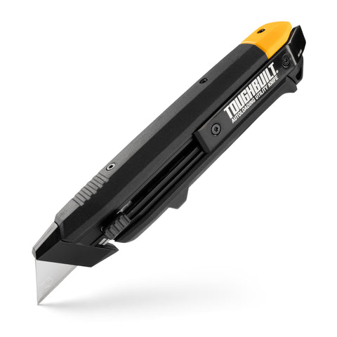 ToughBuilt autoloading knife blade magazine close-up for fast blade changes