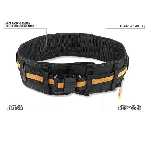 ToughBuilt Belt with ClipTech pouches enables fast, organized tool access on site.