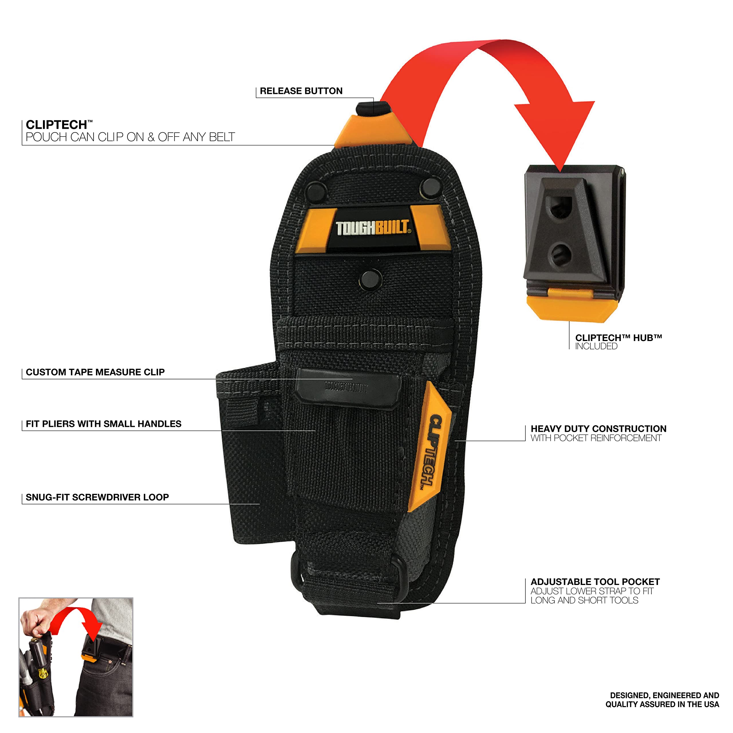 Pouch with structured pockets keeping tools organized