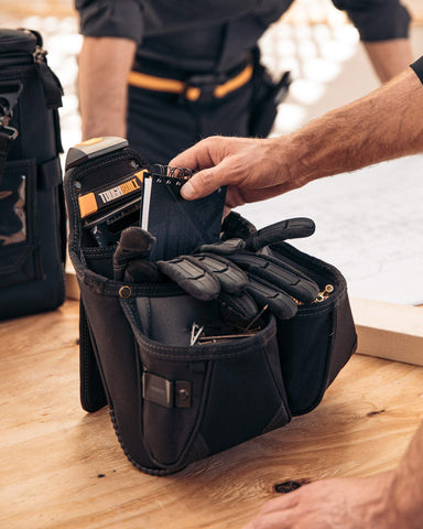ToughBuilt framer pouch on jobsite demonstrating easy access while moving