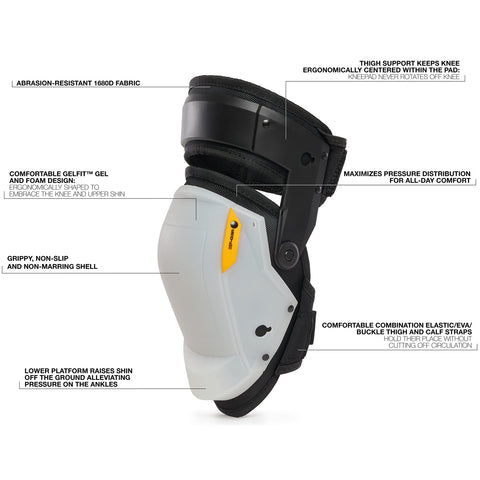 ToughBuilt GelFit Grip Thigh Support knee pads at angle for ergonomic fit and comfort