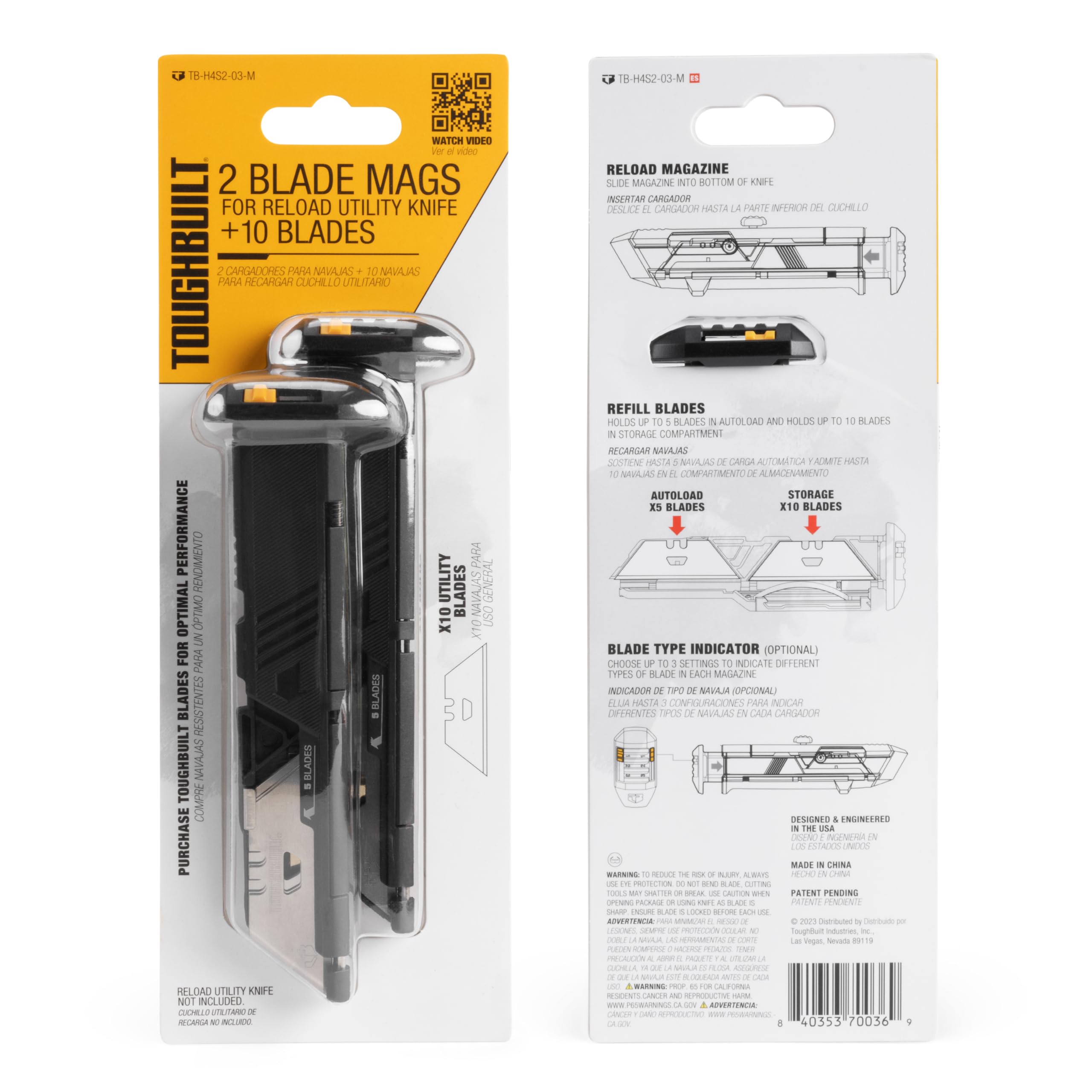ToughBuilt TB-H4S2-03-M includes ten blades for quick replacements.