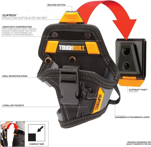 ToughBuilt Heavy-Duty Stitching and Rivets reinforce durability.
