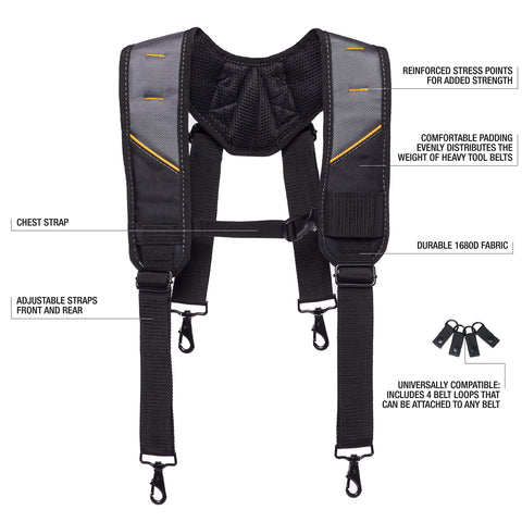 ToughBuilt ClipTech padding evenly distributes weight for reduced belt fatigue.