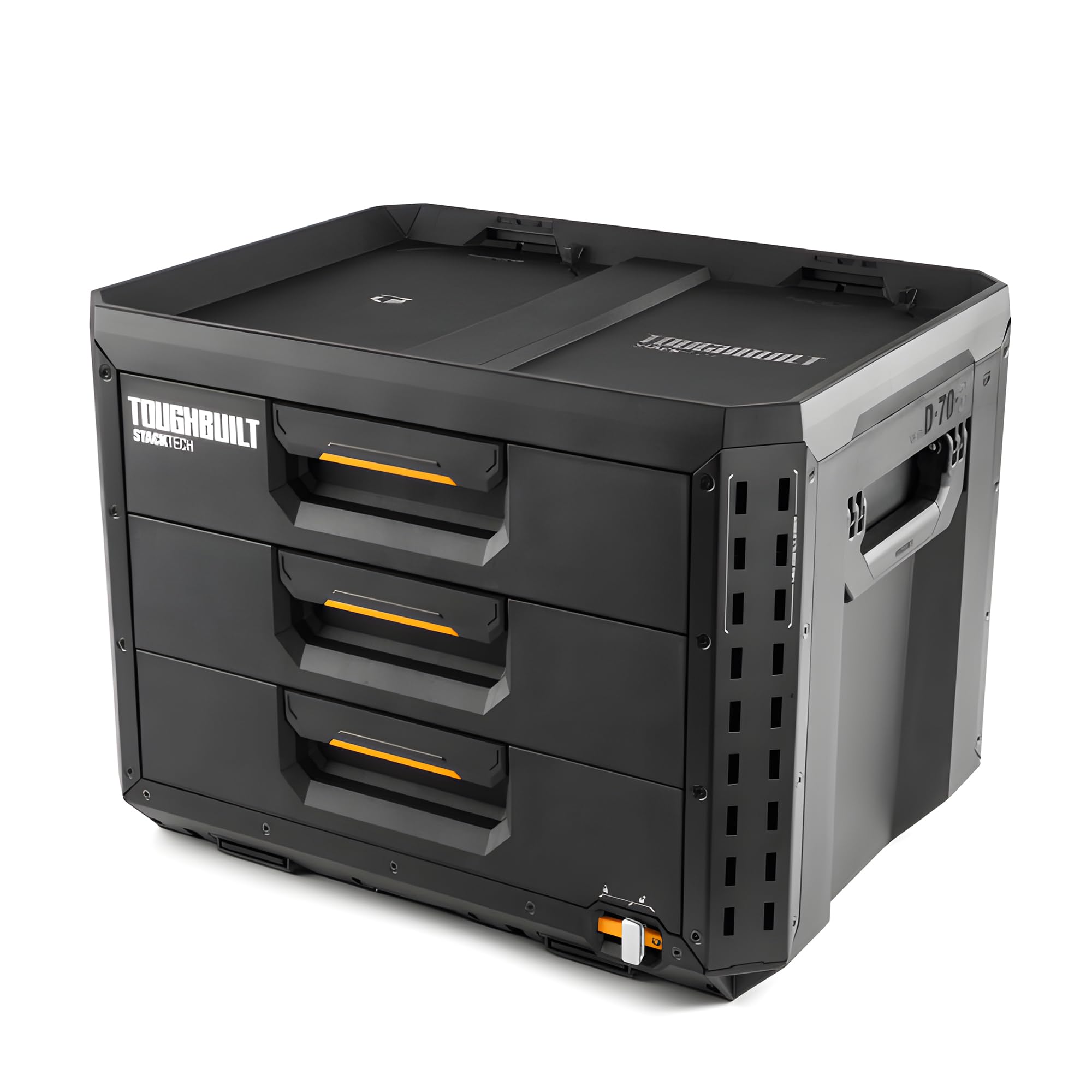 ToughBuilt StackTech XL 3-drawer toolbox main compartment showing organized storage