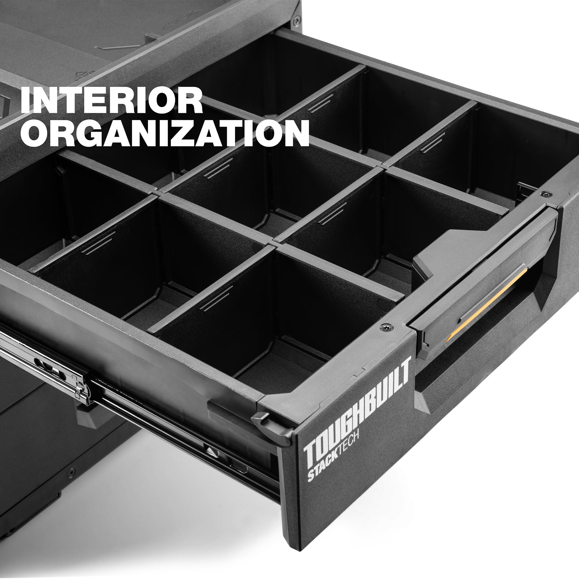 Accessory rails on StackTech XL for additional organizers