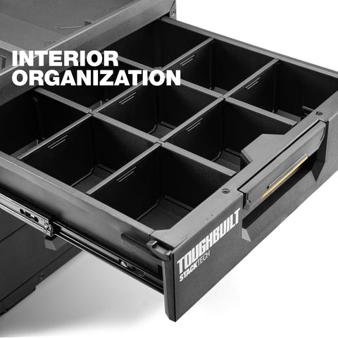 Accessory rails on StackTech XL for additional organizers