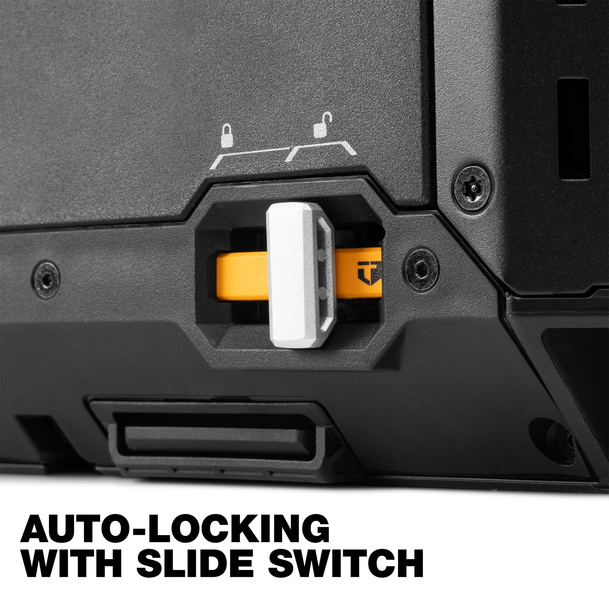 Front latch on StackTech XL toolbox for quick secure access to tools