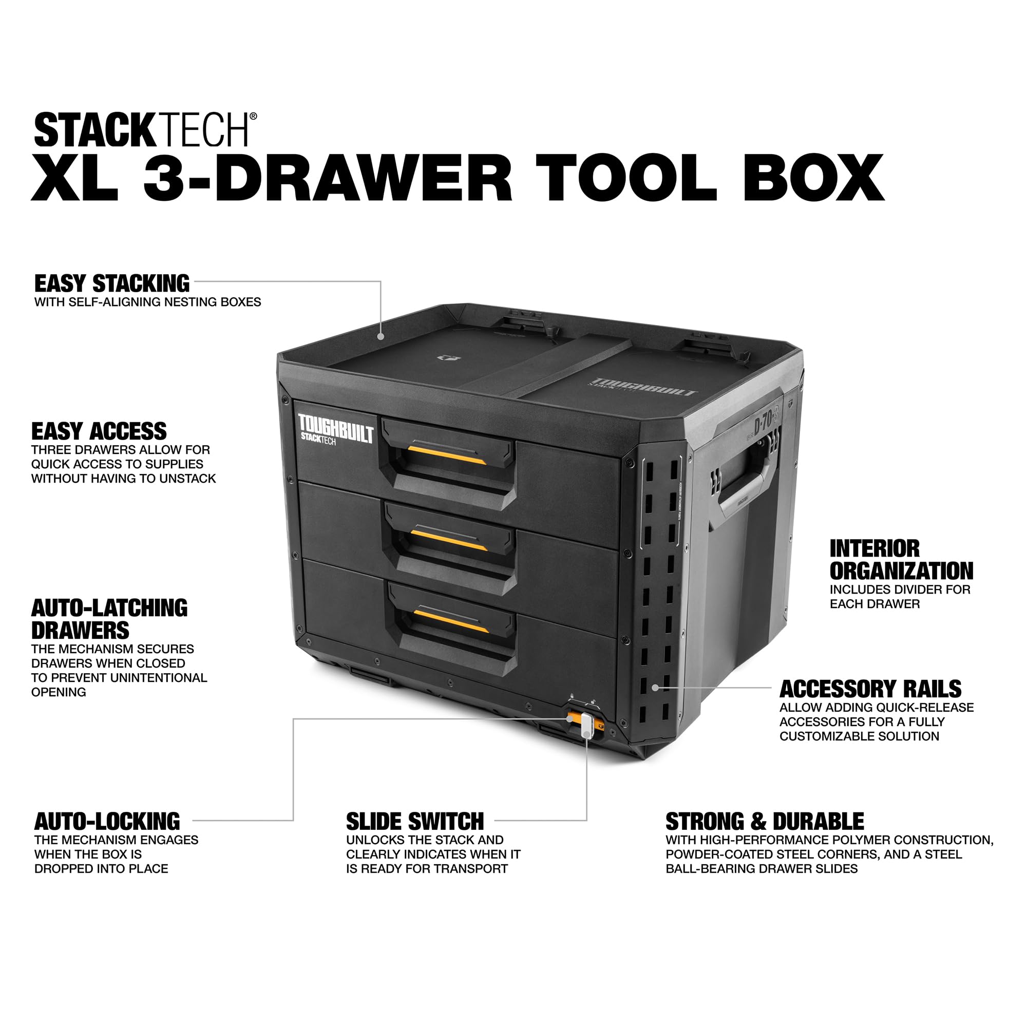StackTech XL rolling wheels and extendable handle for easy transport