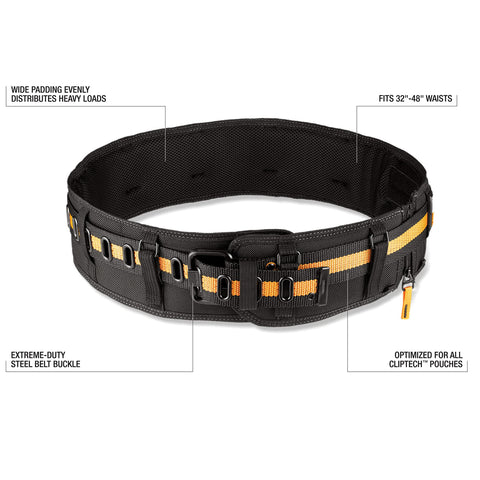 Close-up of steel buckle on ToughBuilt TB-CT-40P for quick secure closure