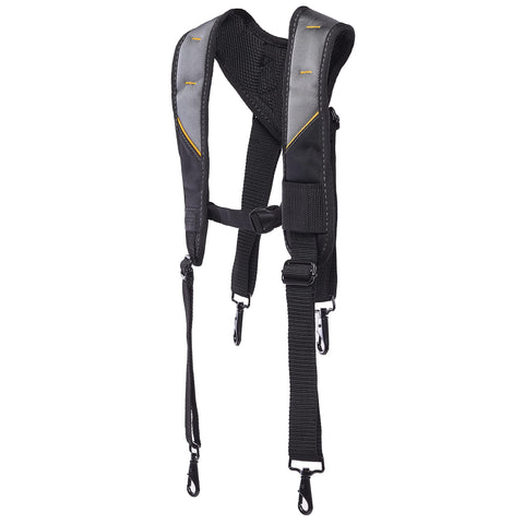 ToughBuilt TB-CT-51P suspenders highlight ClipTech system for quick tool pouch changes.