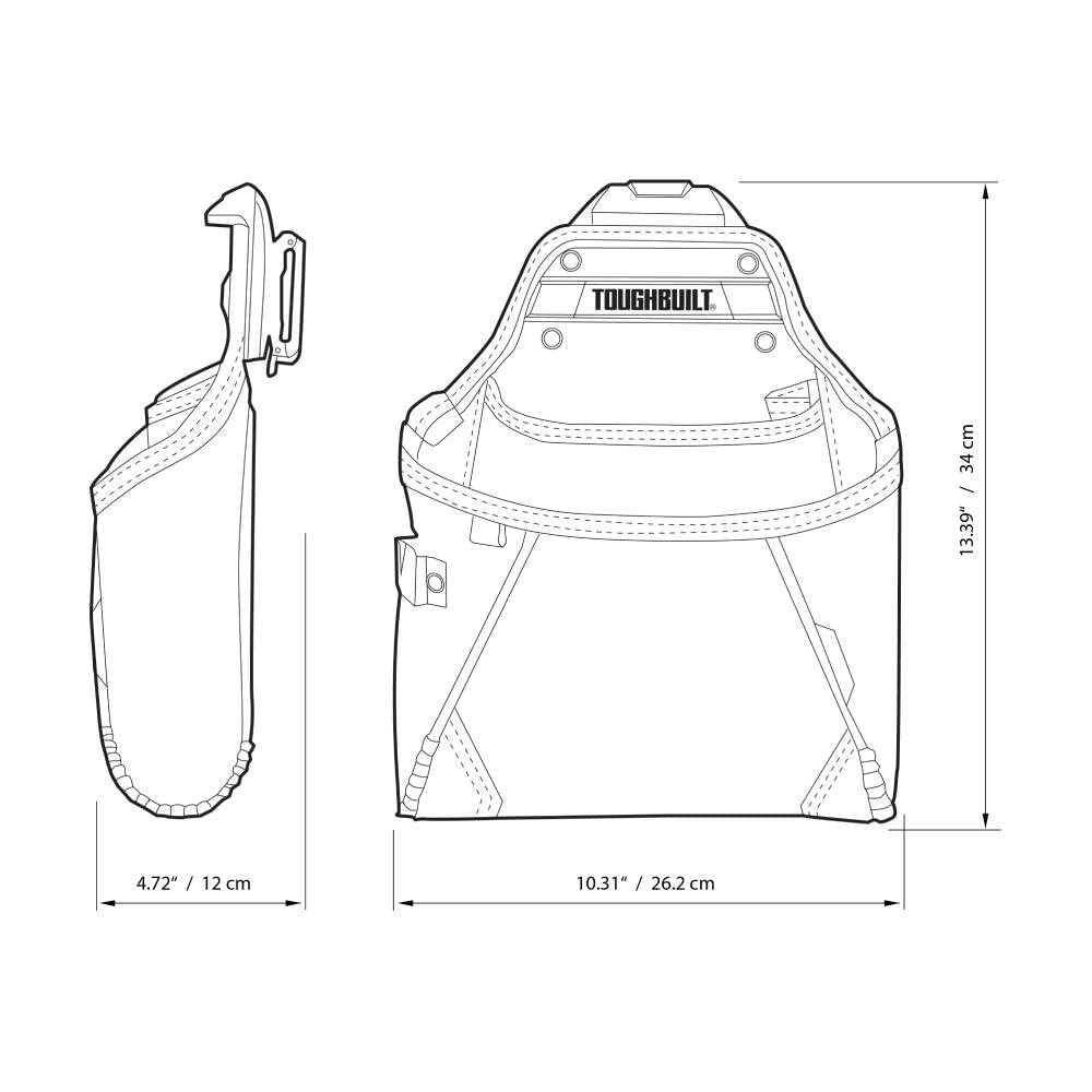 ToughBuilt black supply pouch sits comfortably at hip height.