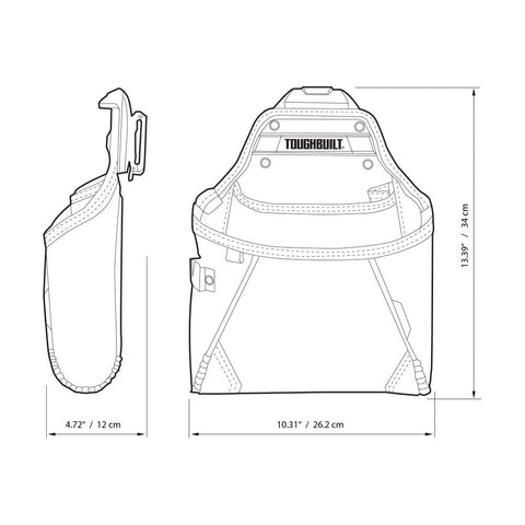 ToughBuilt black supply pouch sits comfortably at hip height.