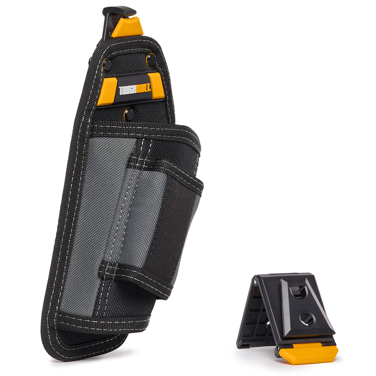 ToughBuilt TOU-CT-31-A hammer holster with ClipTech on-belt system keeps tools ready at hand.