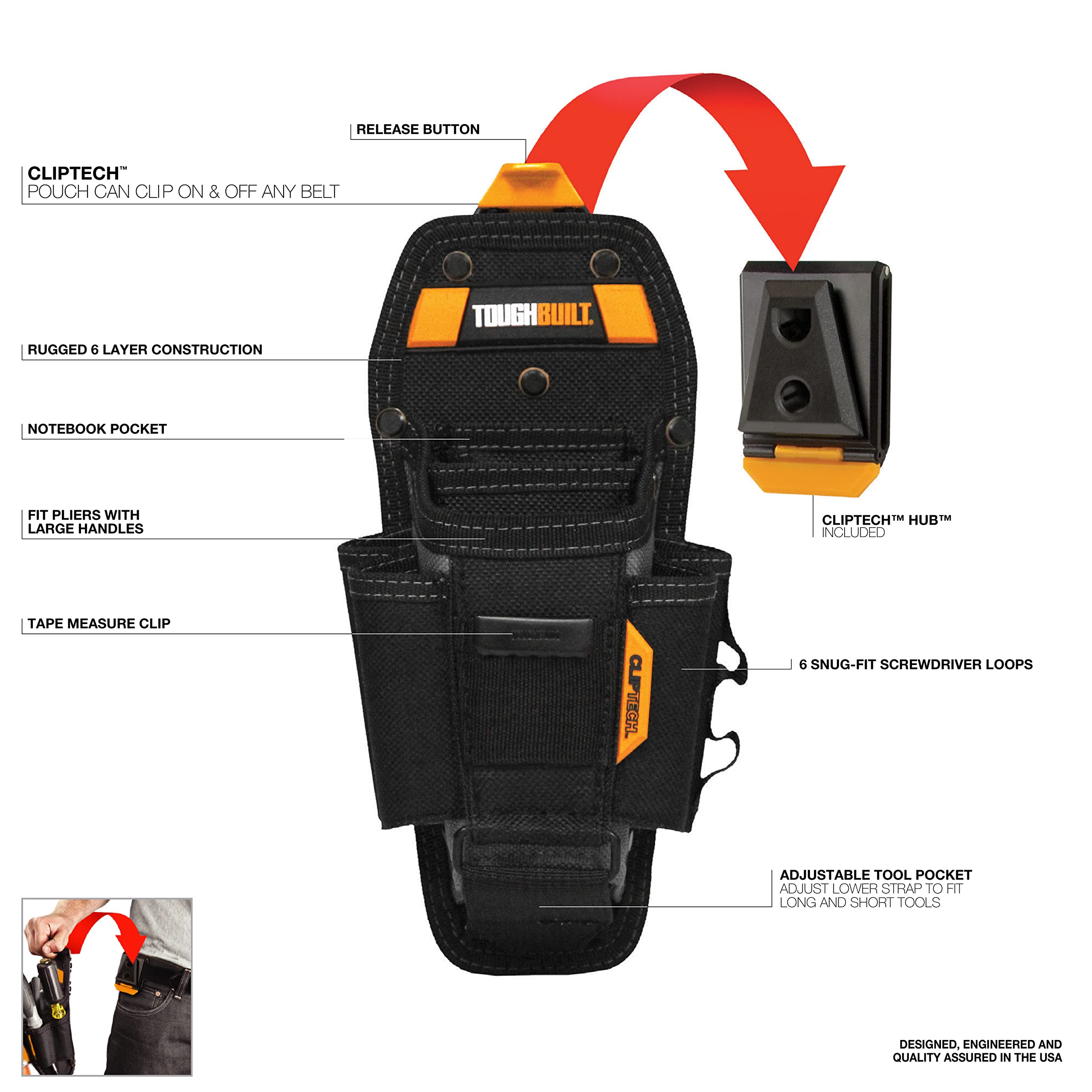 ToughBuilt TOU-CT-36-L7 ClipTech Hub attached for versatile mounting