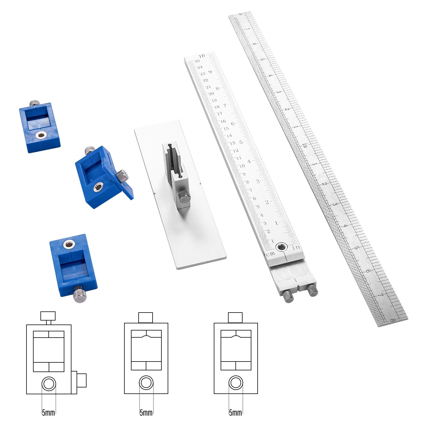 Tourace cabinet hardware jig includes compact bag for on-site organization.
