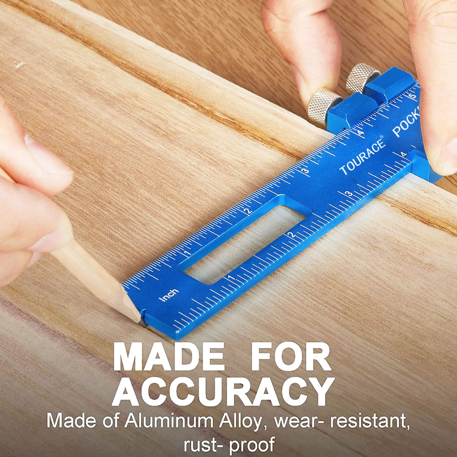 TOURACE 8-inch ruler setup highlights dual imperial and metric marks for accuracy.