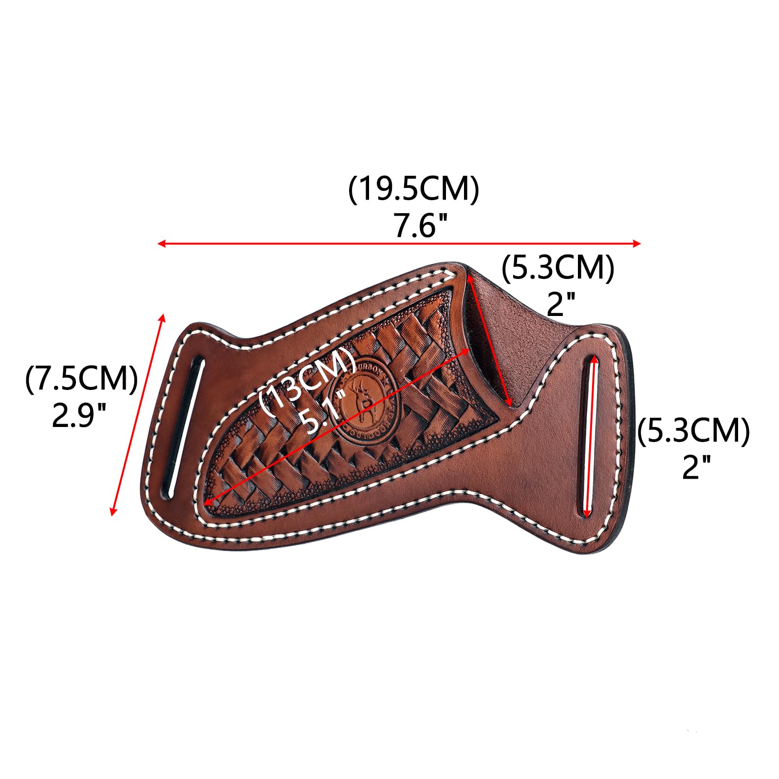 Tourbon brown leather sheath with durable stitching.
