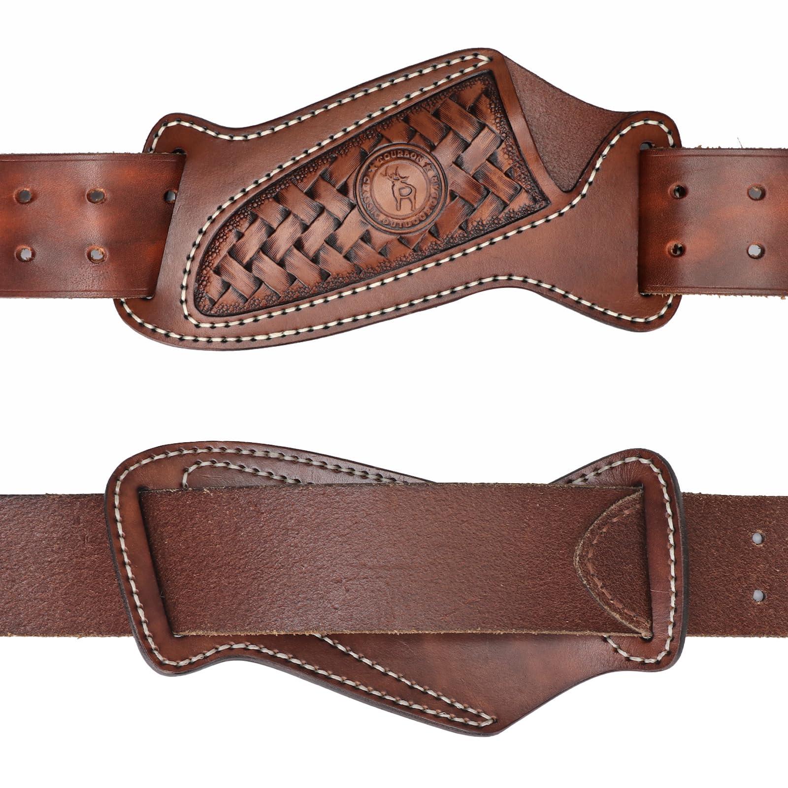 Tourbon genuine leather sheath with scratch-resistant construction.