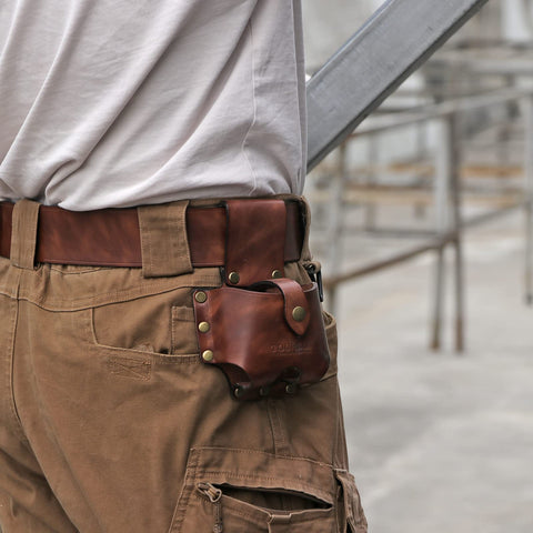 TOURBON leather tape measure pouch belt attachment for hands-free use