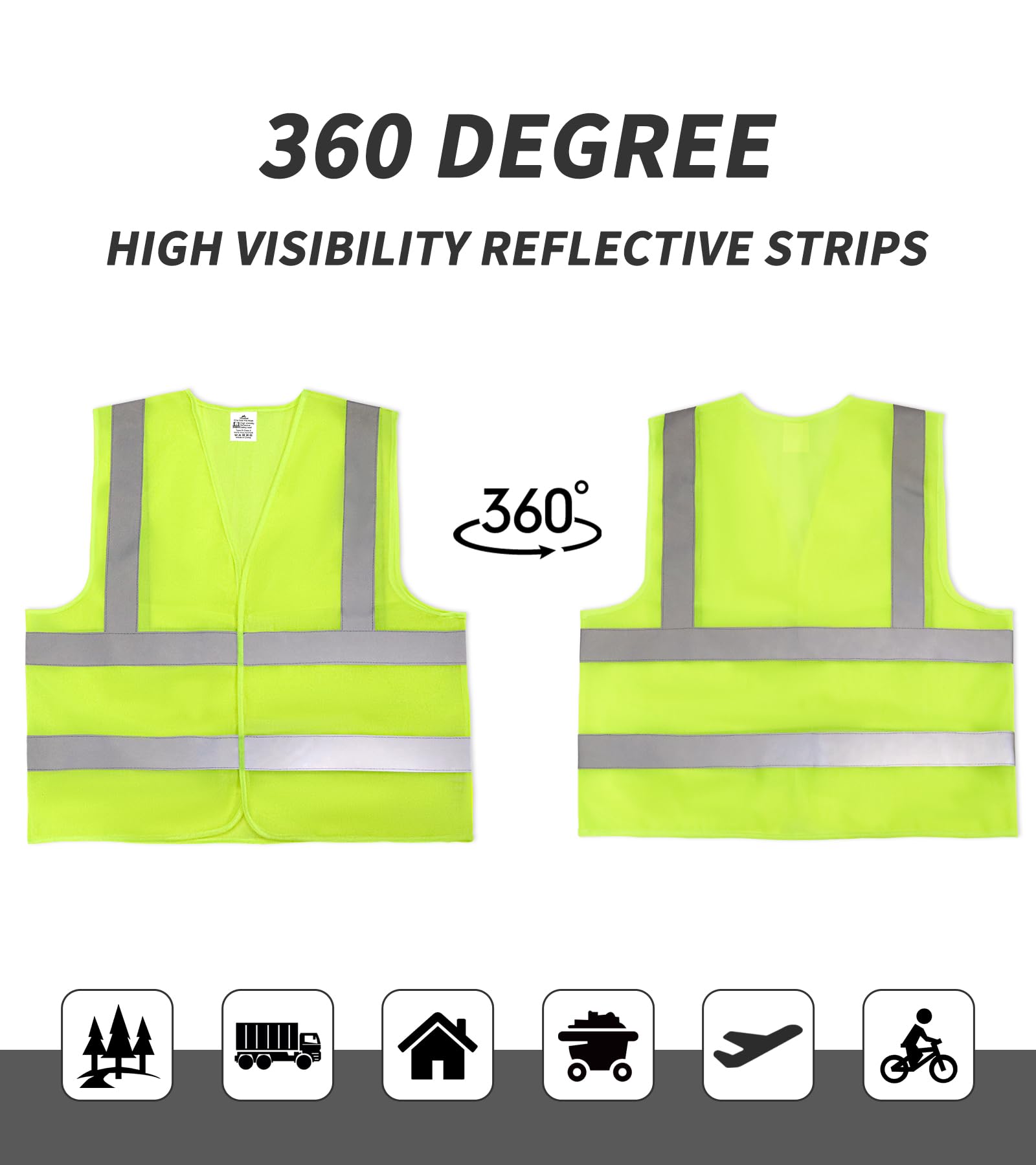 TOURGO safety vest highlighting 360-degree visibility for day and night