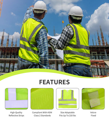 TOURGO safety vest back view showcasing reflective strips for 360° visibility
