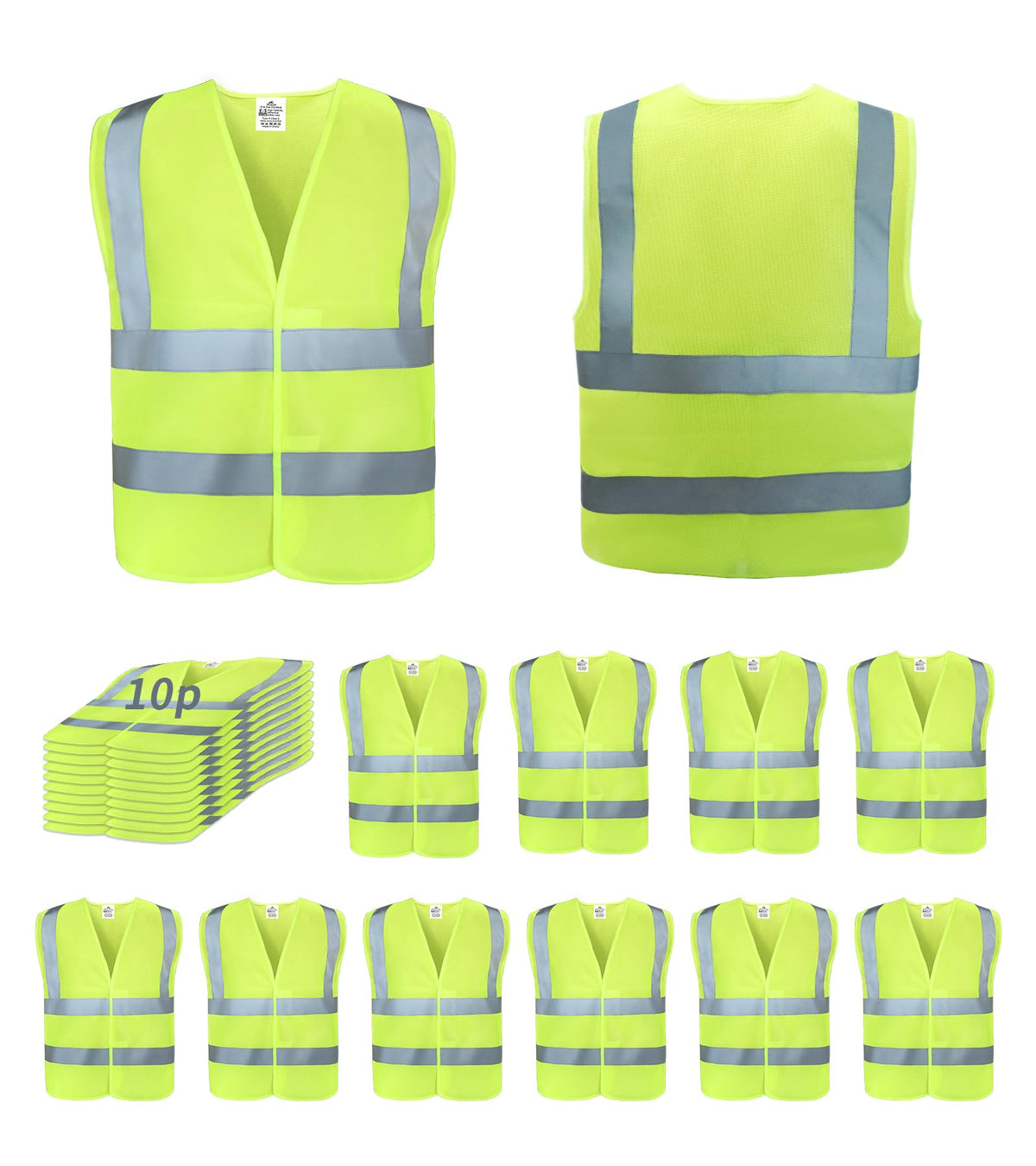 TOURGO safety vest front view for high visibility in daytime and night