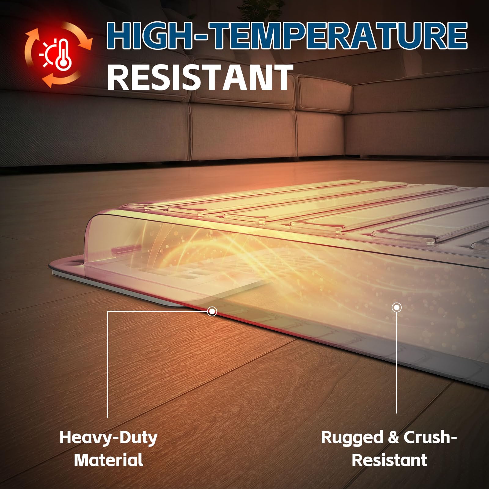 Thick PET plastic construction withstands extreme temperatures.