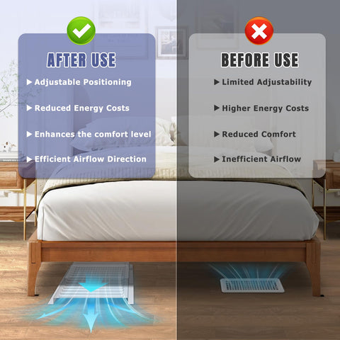 Touri under-furniture setup redirects airflow toward living spaces like beds and seating