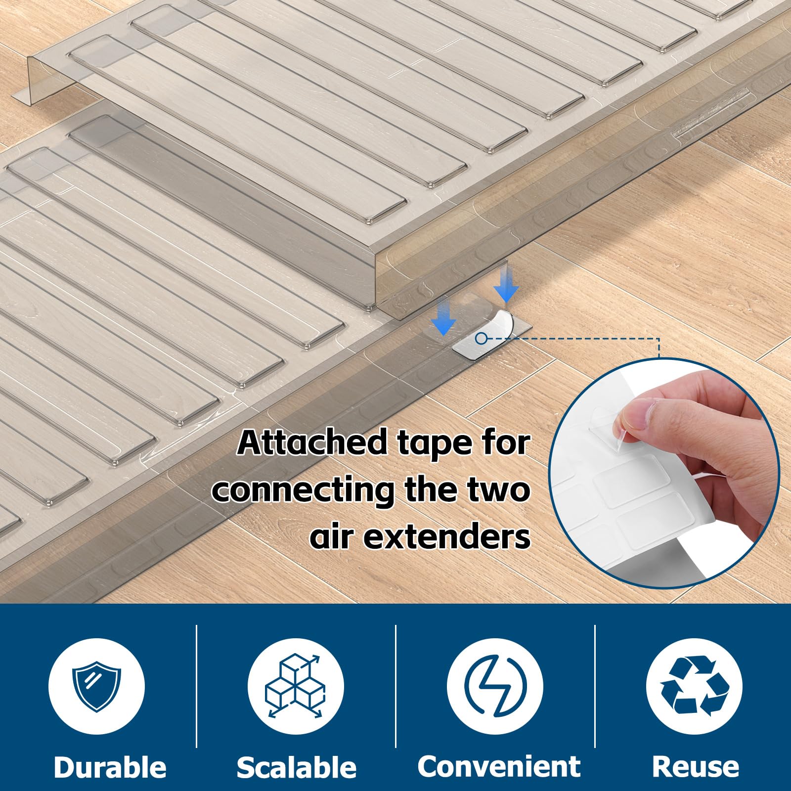 Two deflectors include magnets and adhesive tape for quick setup.