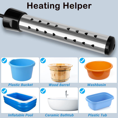 Touwenzd immersion heater suits buckets, hot tubs, baths, and more