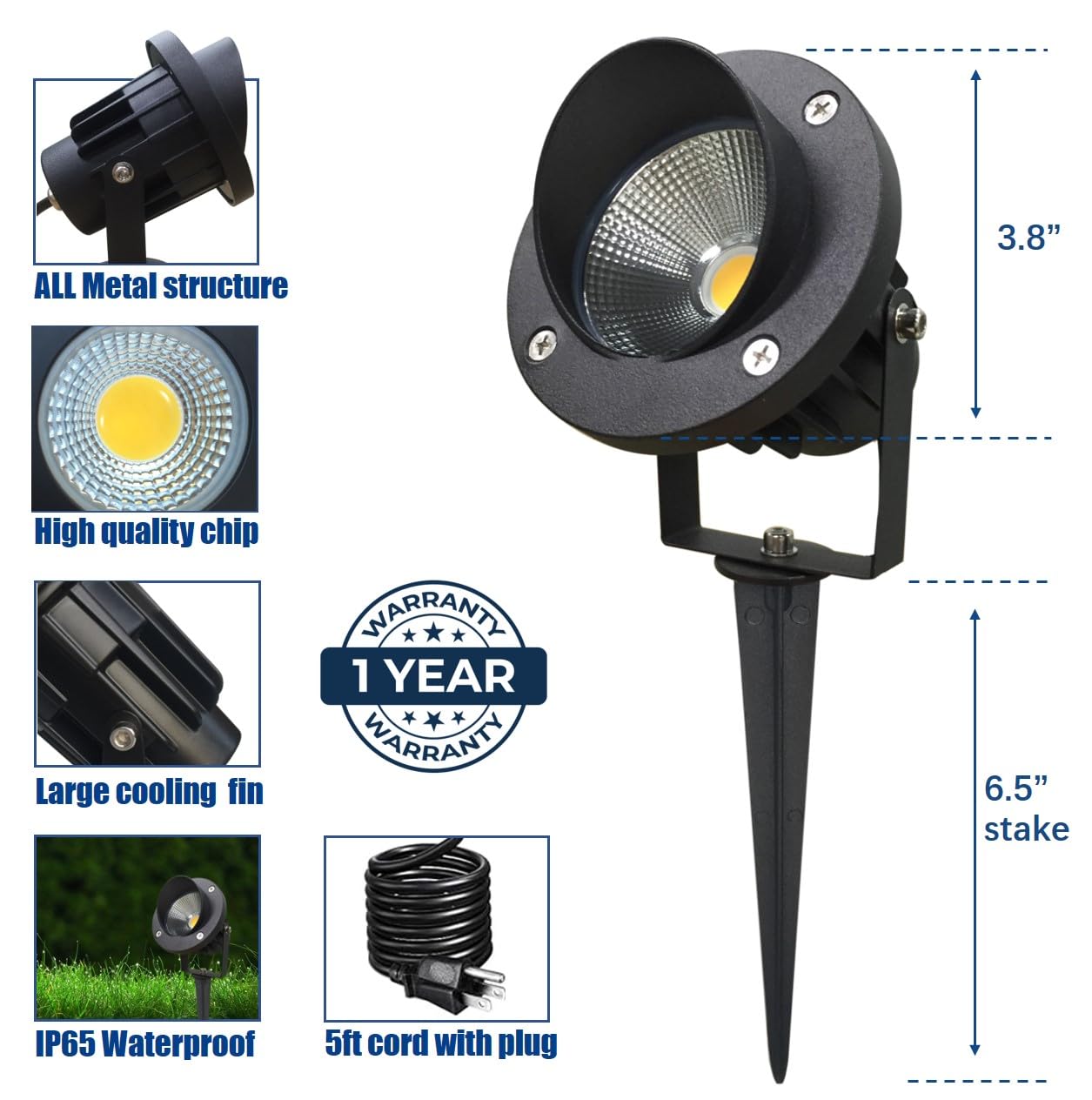 TOVEENEN LED 20W spotlight guiding a garden path