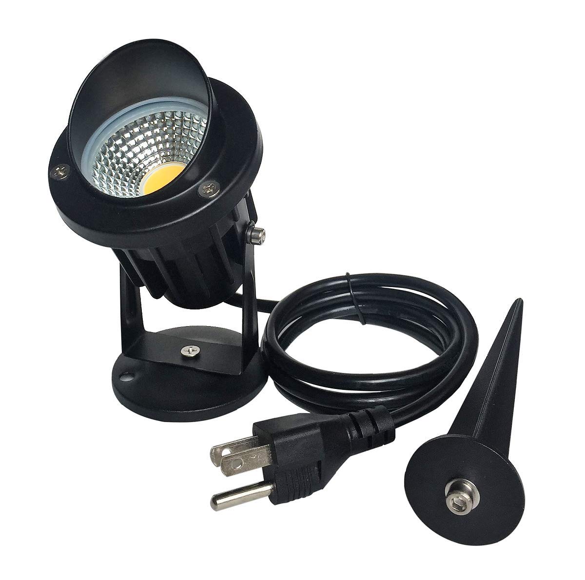 TOVEENEN LED outdoor spotlight lights a flagpole at night for enhanced curb appeal.