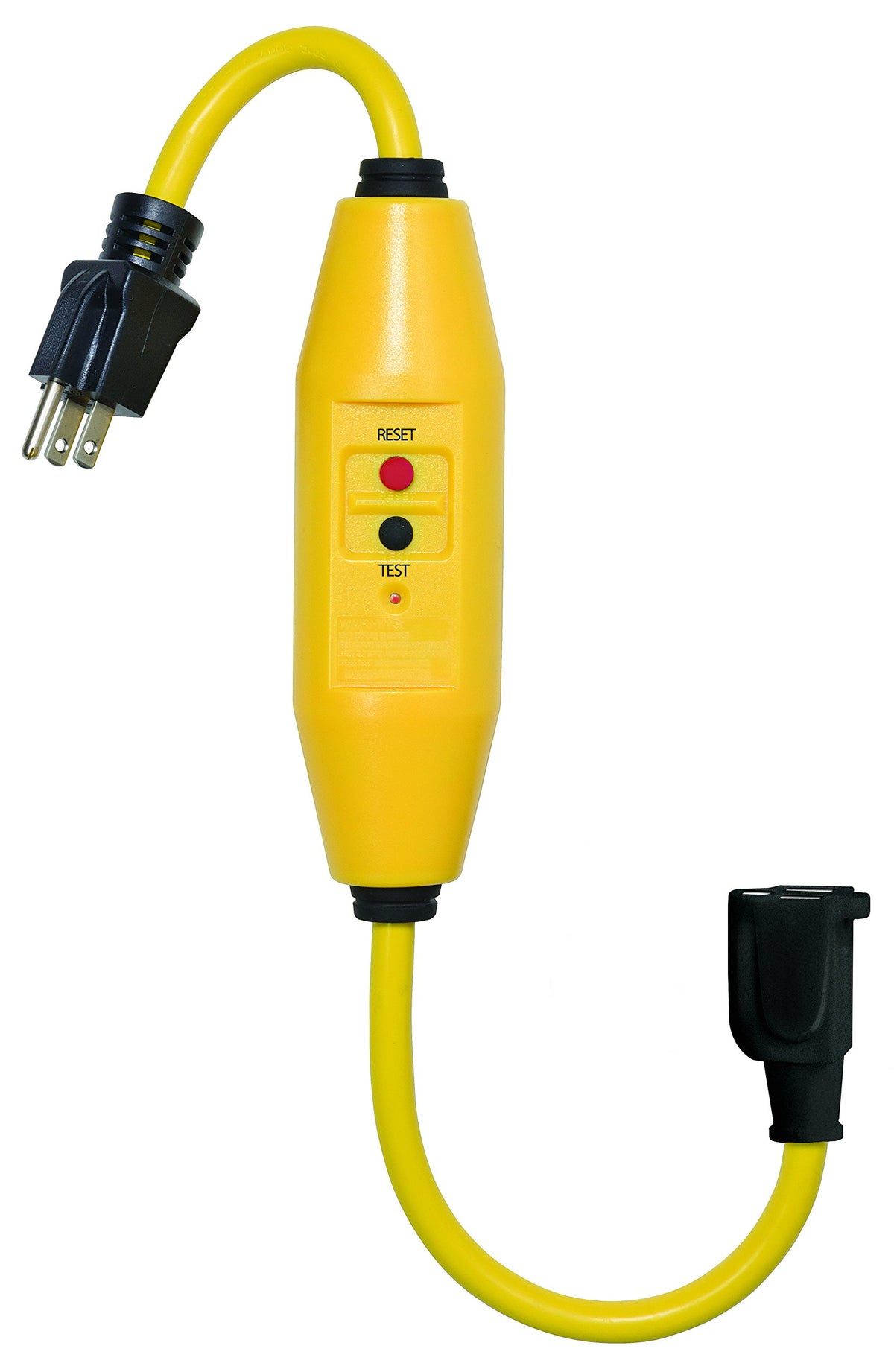 Tower 30438018 inline GFCI 18-inch yellow cord protects tools on job sites
