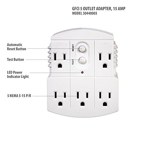 Tower 30440003 auto-reset GFCI enables quick recovery after a trip.