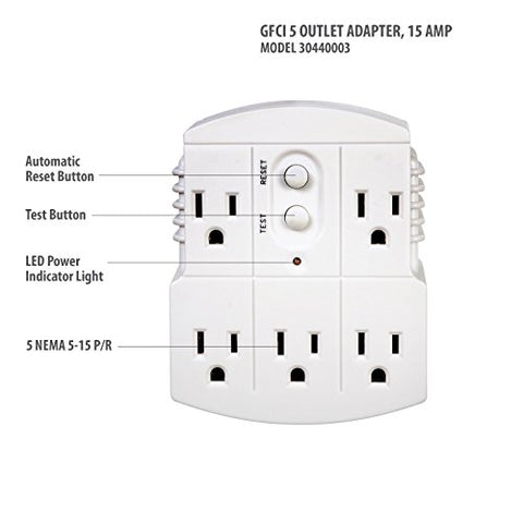 Tower 30440003 auto-reset GFCI enables quick recovery after a trip.