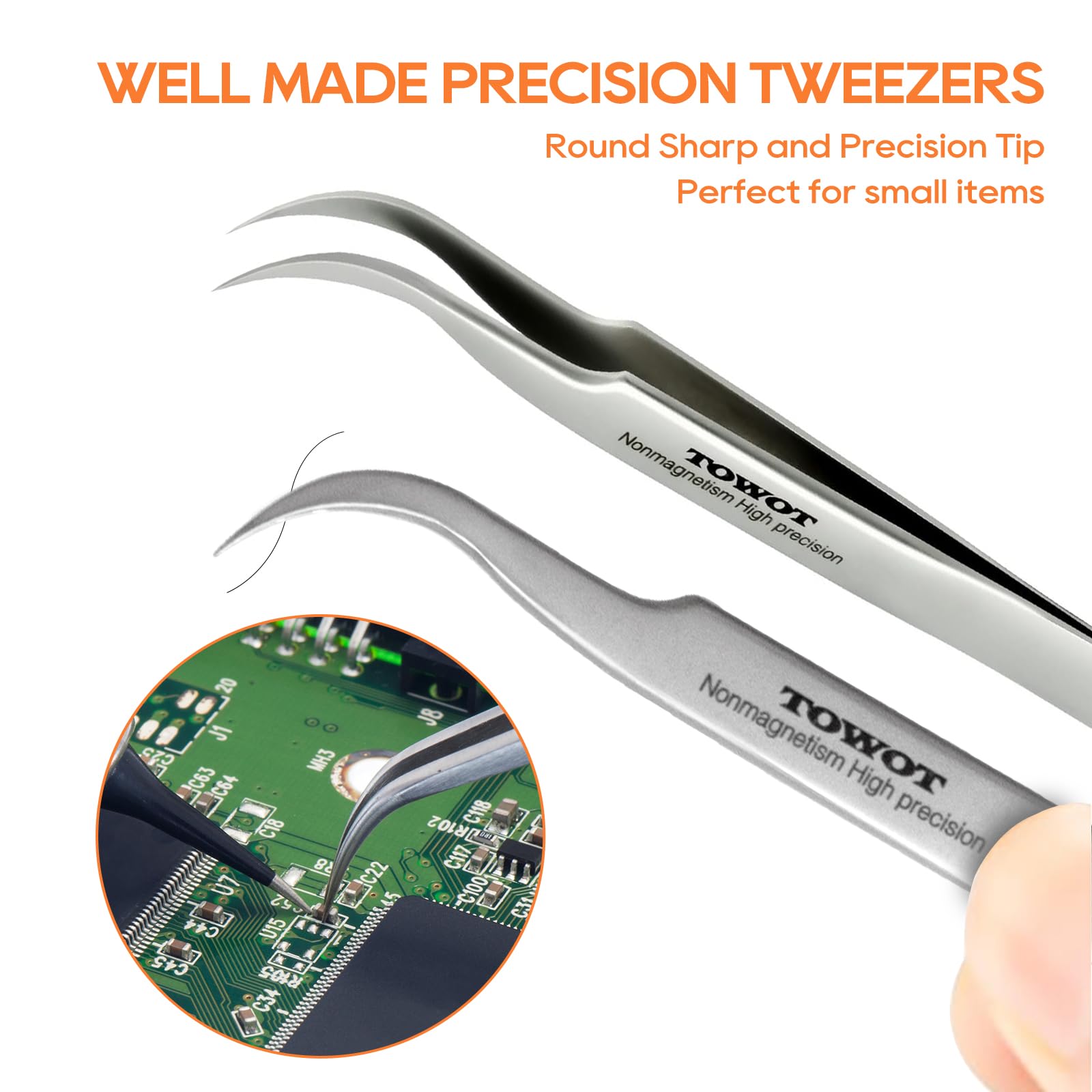 TOWOT heat-resistant tweezers suitable for high-temperature soldering tasks.