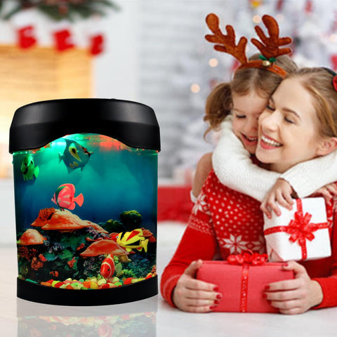 Toycol Mini Aquarium Desk Setup with five lifelike fish for playful decor.