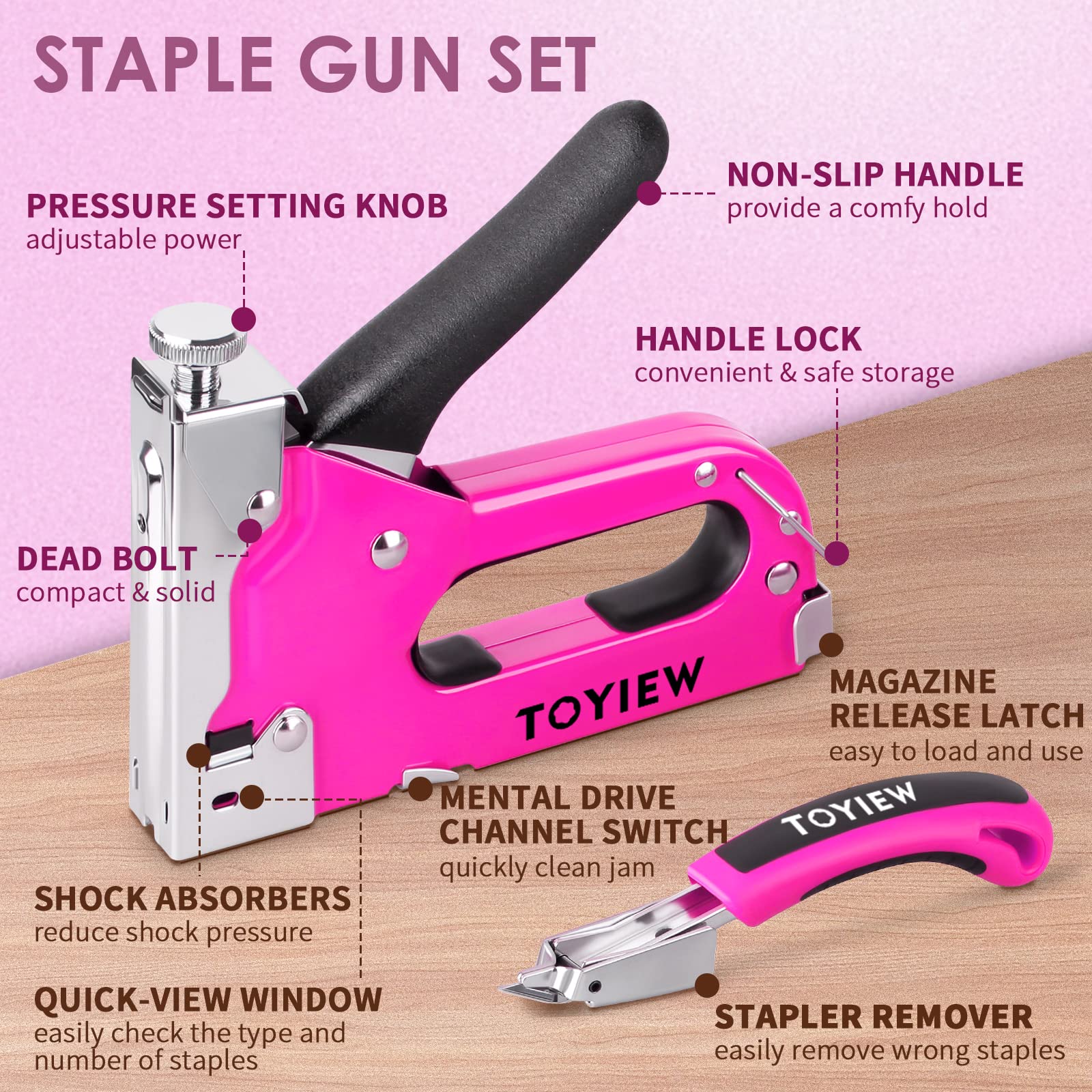 TOYIEW pink gloves and tool pouch aid comfortable, organized use.