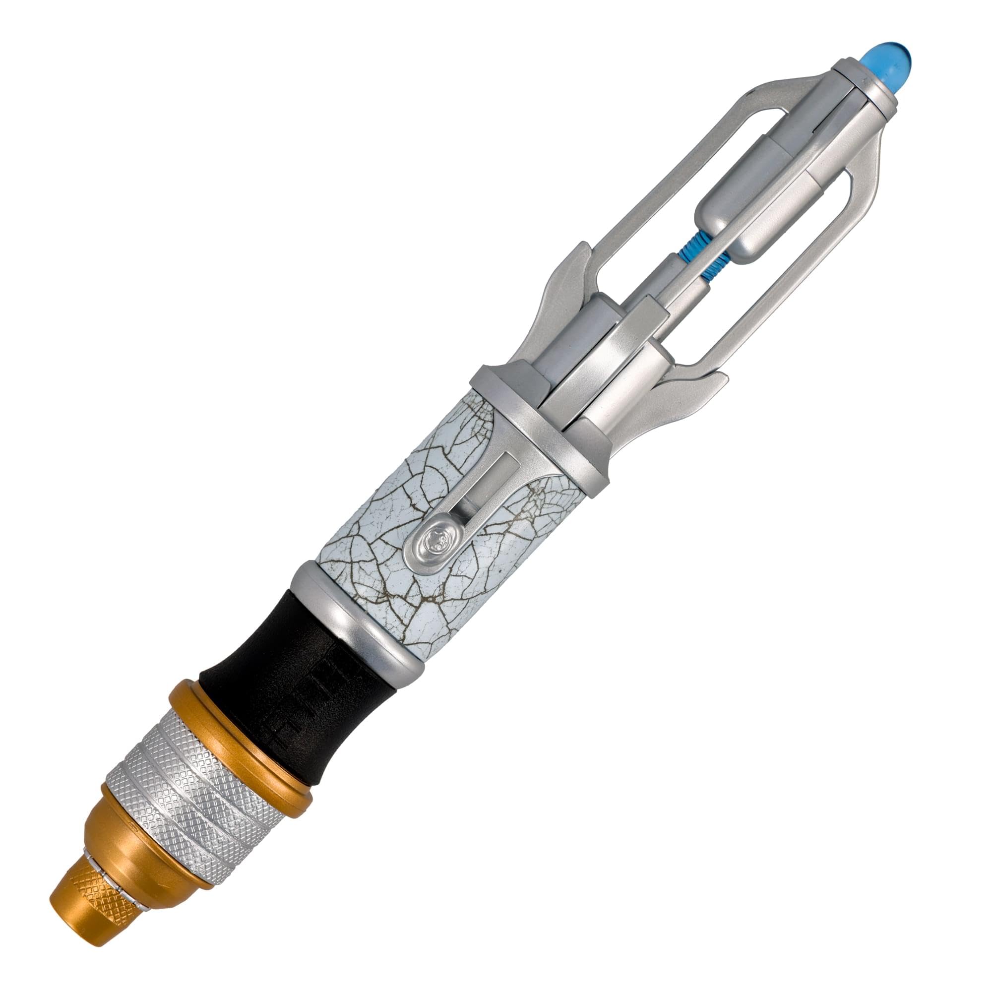 Toynk Doctor Who blue core glow highlighting futuristic display