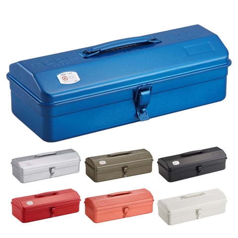 TOYO Y-350 steel mountain tool box in blue front view highlighting rugged durability