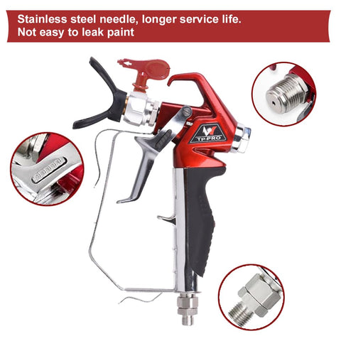 tpaitlss airless spray gun 517 tip closeup reveals precise atomization